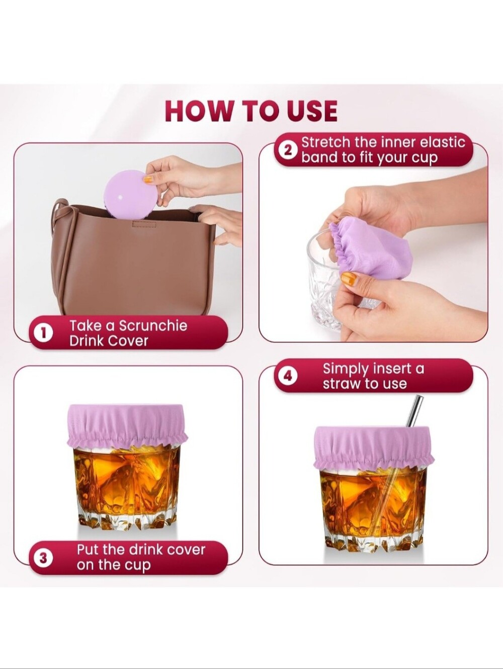 (12 Pack) Reusable Protective Drink Covers with Straw Hole - Picture 5 of 10